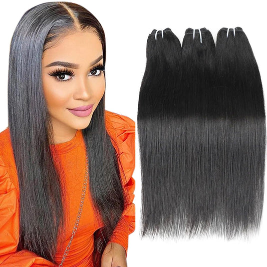 Afrodiva Straight 3 Bundles Human Hair 18 20 22 Inch 100% Unprocessed Brazilian Virgin Human Hair Bundles Double Weft Weave Bundles Straight Hair 70g/Bundle Hair Natural Color