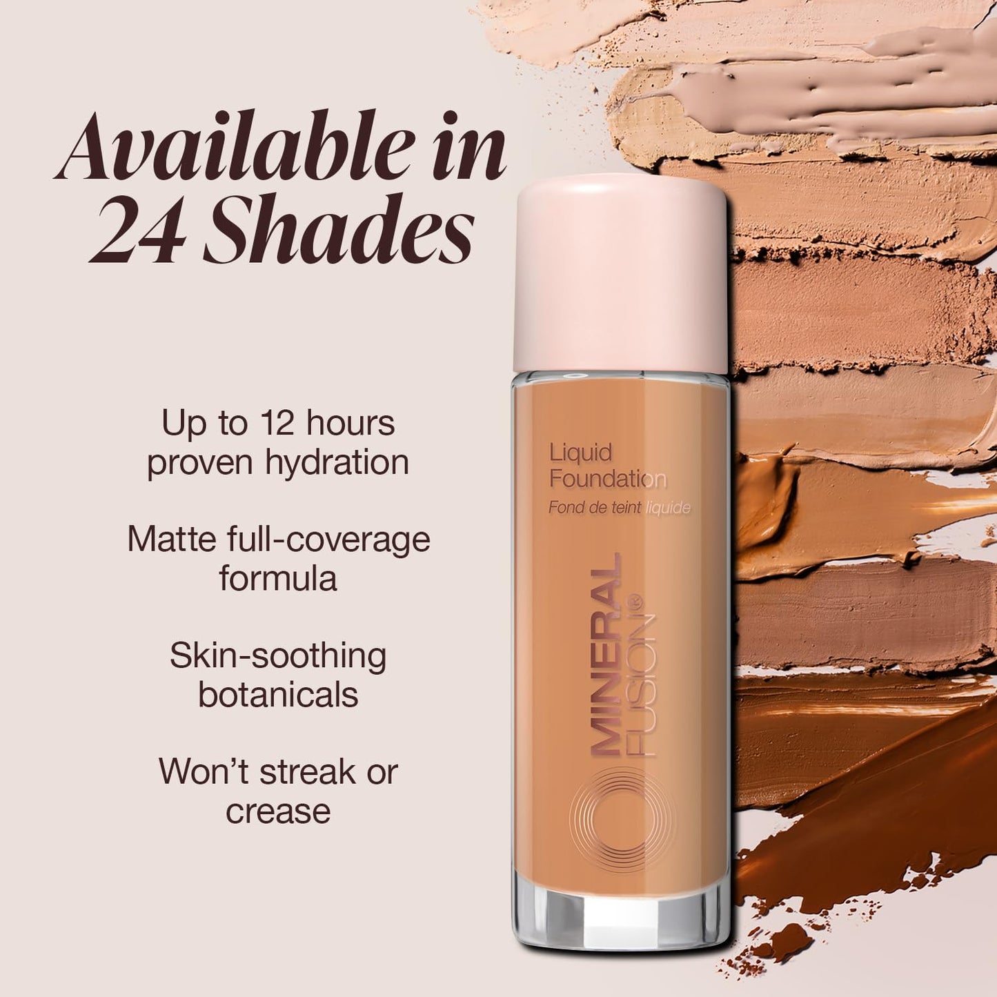 Mineral Fusion Full Coverage Foundation, Liquid Foundation - Deep 2- Tan Complexion w/Golden Undertones, Lightweight Matte Finish, Up to 12 Hr Hydration, Hypoallergenic & Vegan, 1 fl. oz (Pack of 2)