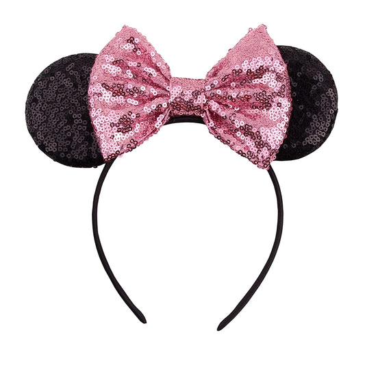 JOYFISCO Mouse Ears Headbands Shiny Bow Mouse Ears Headband Glitter Party Princess Decoration Cosplay Costume for Women Girls