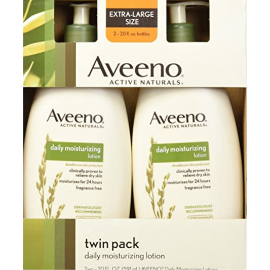 Aveeno Active Naturals Daily Moisturizing Lotion, New 2 Pack Of 20 Fl Ounce Pump, 1 Fl Ounce