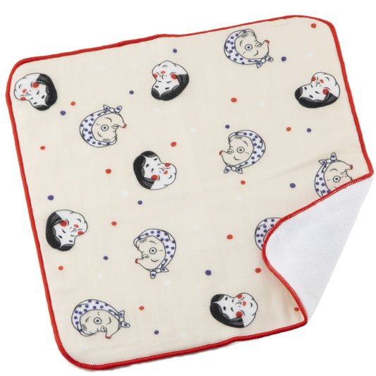 NOREN Japanese Towel Handkerchief (JAPANORAMA) / Made in Japan, 100% cotton, Washcloth, Face Towel, Soft Towel, Absorbent, fluffy, Baby Washcloth, Men's, Women's, Kids (Okame & Hyottoko)