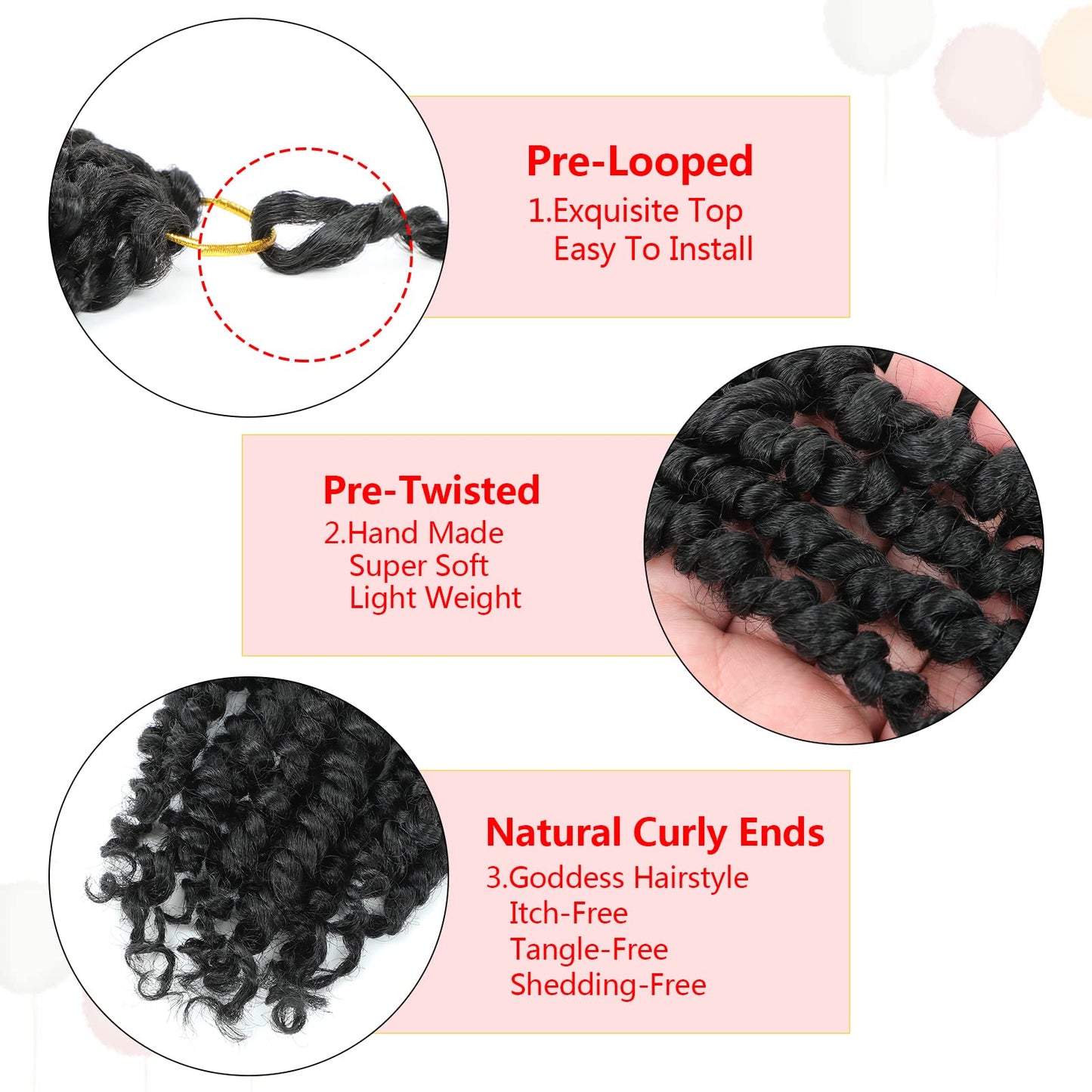 Fulcrum Passion Twist Crochet Hair 8 Inch, 9 Packs Pre Looped Passion Twist Hair, Pre-Twisted Passion Twist Crochet Hair For Black Women (8Inch (Pack of 9), 1B#)