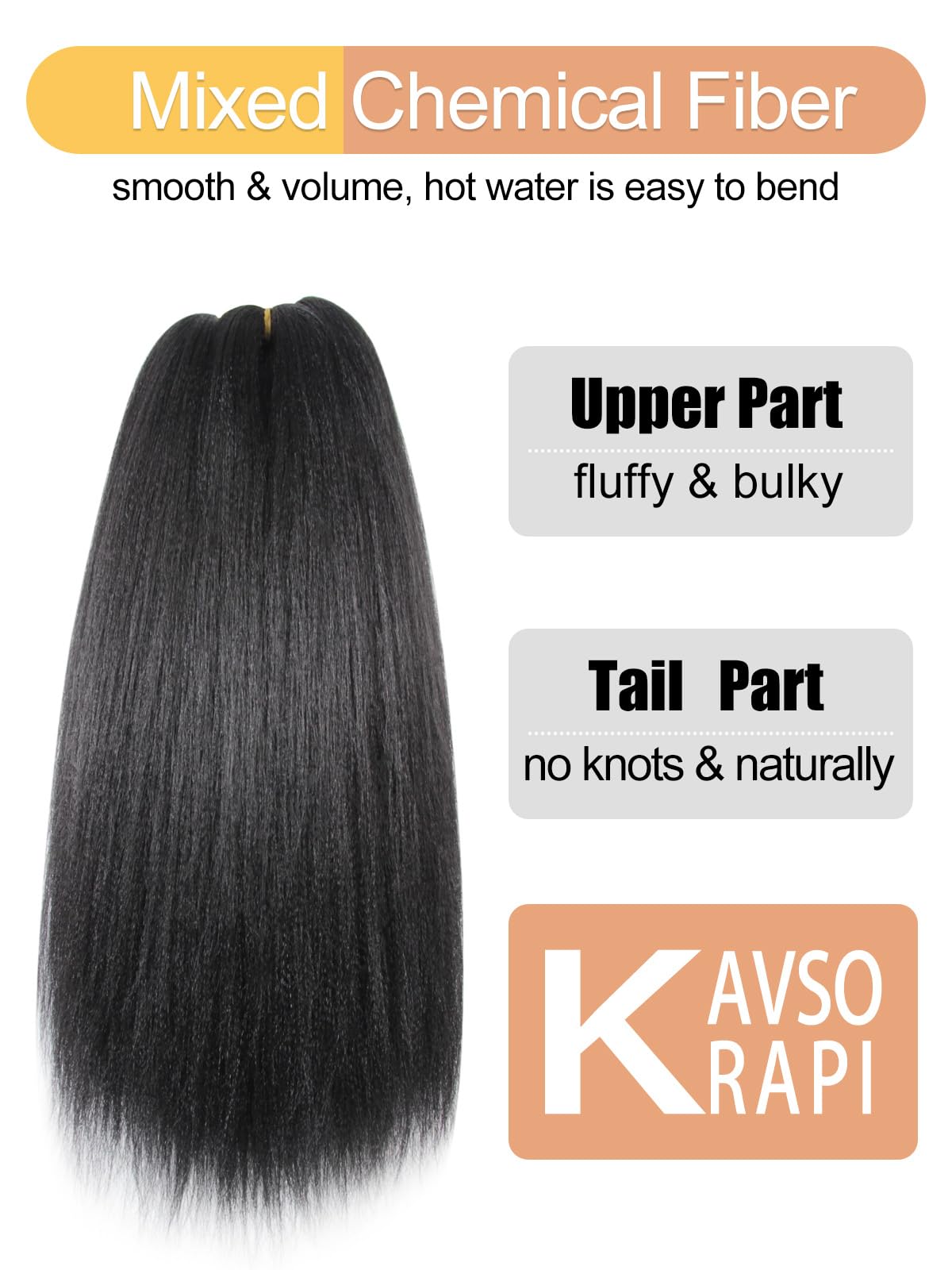 KAVSORAPI Braiding Hair 16 Inch Pre Stretched Hair Black Color Short Straight Crochet Braids Yaki Texture Synthetic Hair 8 Packs (1B/Natural Black)