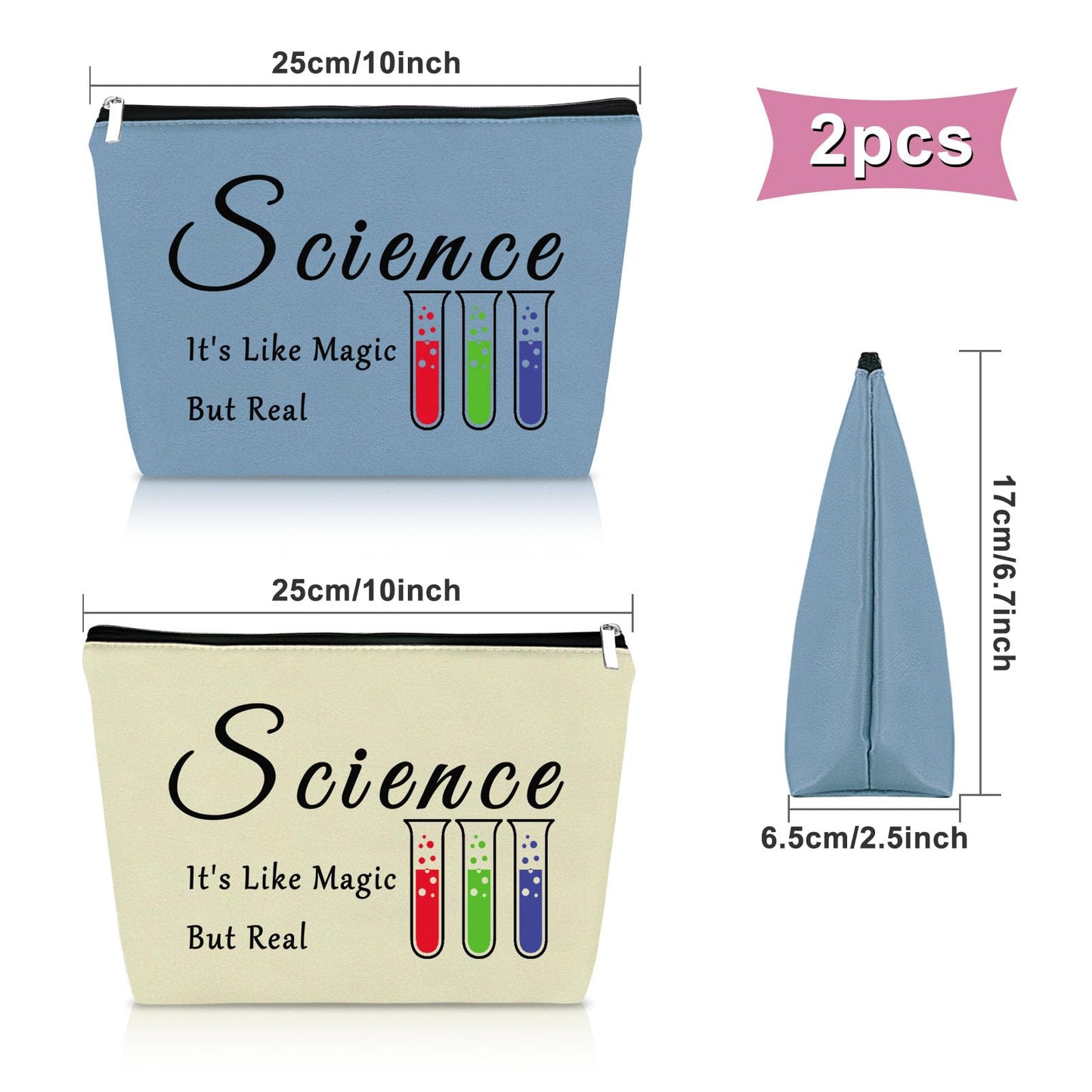 Sazuwu 2PCS Scientist Gifts for Women Makeup Bag Science Lovers Gifts Ideas Science Themed Gifts for Children Cosmetic Bag Science Teacher Gifts for Adults Birthday Christmas Gifts Travel Pouch