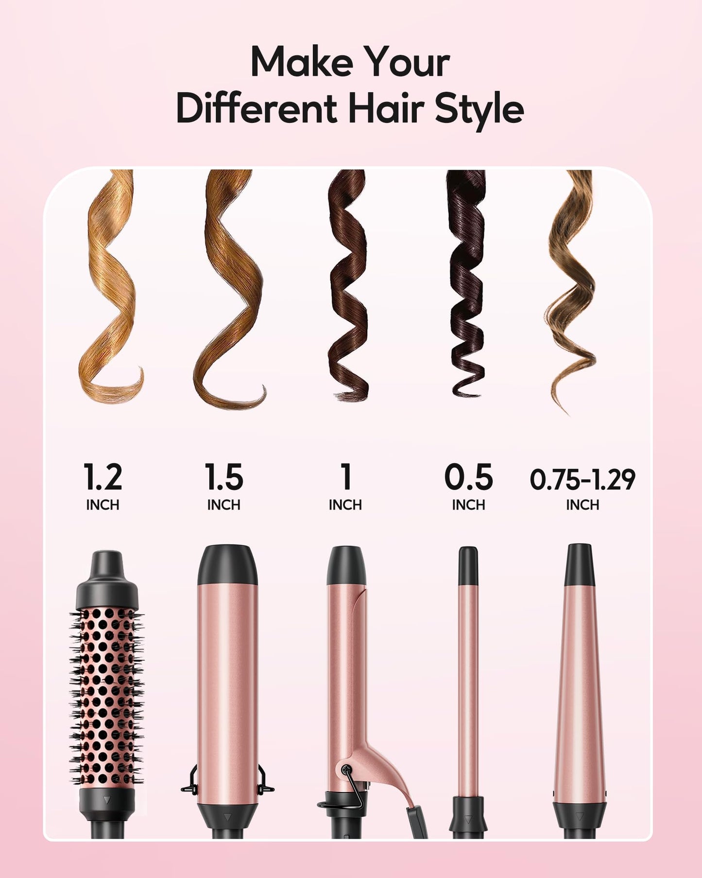 Wavytalk 5 in 1 Curling Iron, Curling Wand Set and Mini Flat Iron 0.7 Inch Ceramic Mini Hair Straightener