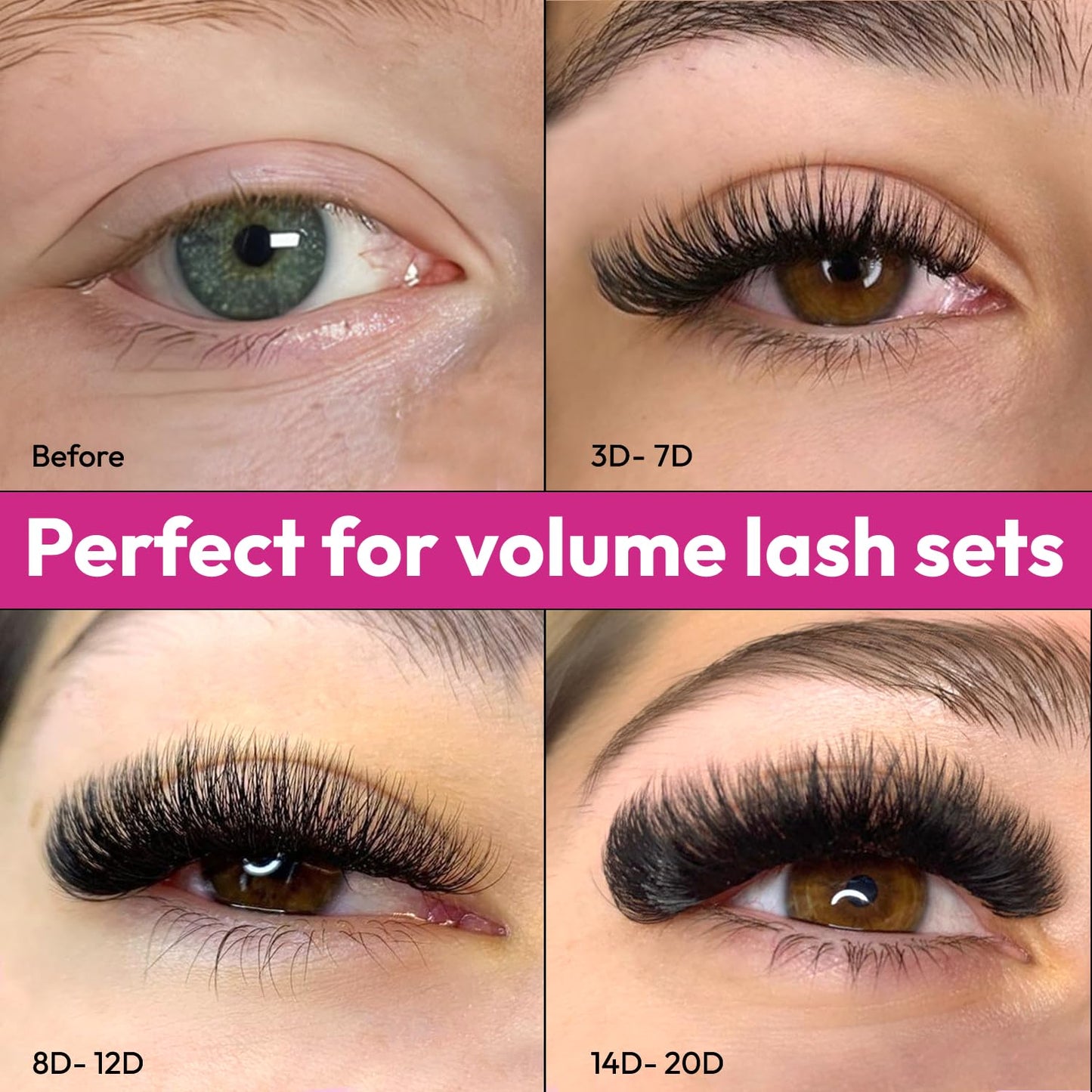 Eyesy Lash 500 Promade Fans | 12D 0.03 Size 15mm Curl CC | DIY Eyesy Eyelash Extension Premade Lashes Mega Volume Lash Extensions Pro Made Fans Eyelash Extensions Pestanas Pelo A Pelo False Eyelashes