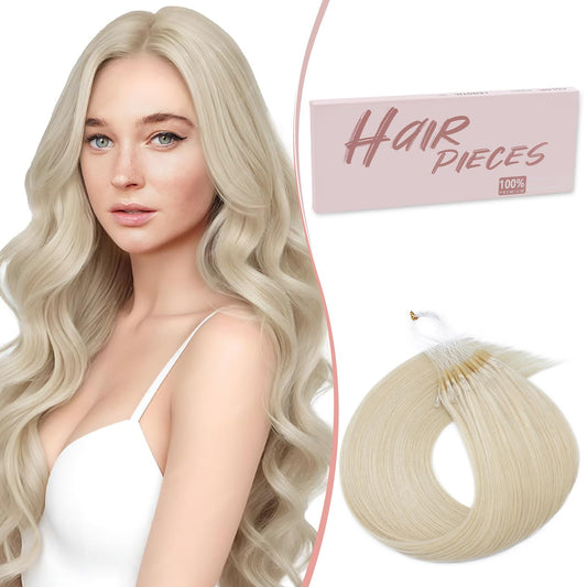 SEGO U Tip Hair Extensions Human Hair, Keratin Bonded & Loop Hair Extensions, K Tip Hot Fusion for Silky Straight Highlights, 1g per Strand, 50 Strands/50g, 20" Platinum blonde