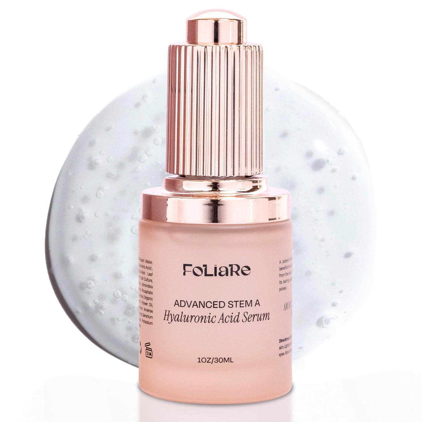 Foliare Advanced Stem A Hyaluronic Acid Serum for Face – Hydrating Face Serum with Apple Stem Cells, Vitamin C, and Vitamin E - Vegan, Cruelty-Free, 1 oz