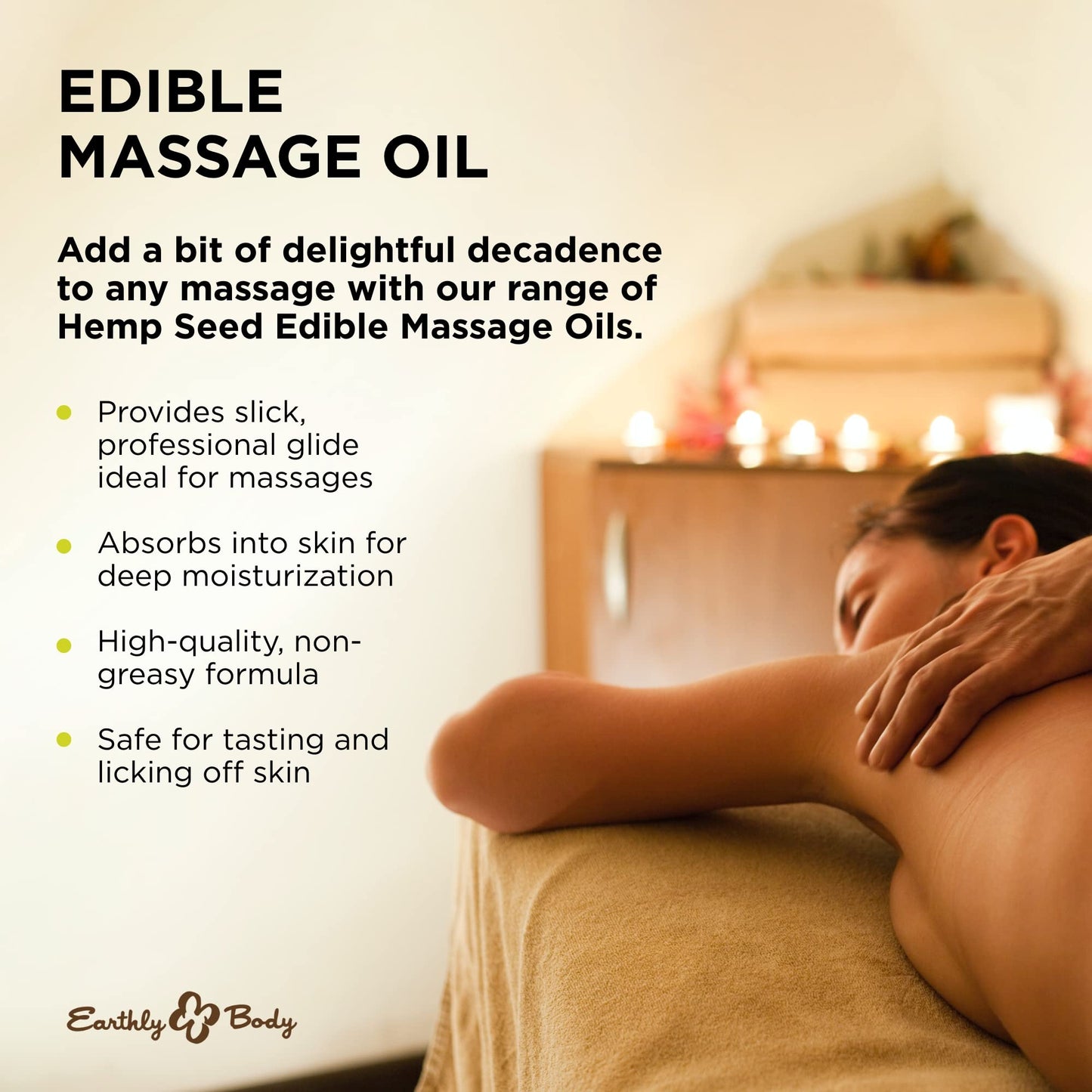 Earthly Body Edible Massage Oil, Cherry - 8 fl. oz. - Hemp Seed, Almond, Grapeseed, Apricot & Vitamin E Oil - Vegan & Cruelty Free