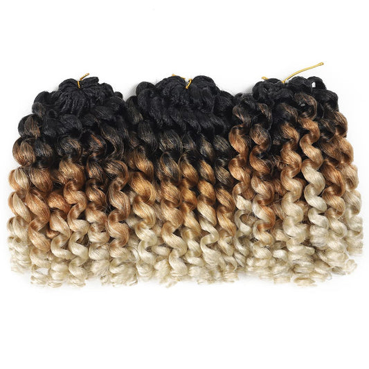 Crochet Braids Hair 8 Inch 3 Pack Jamaican Bounce Wand Curl Crochet Hair Synthetic Braiding Hair Extension Twist Crochet Hair (3 PCS,1B/27/613)