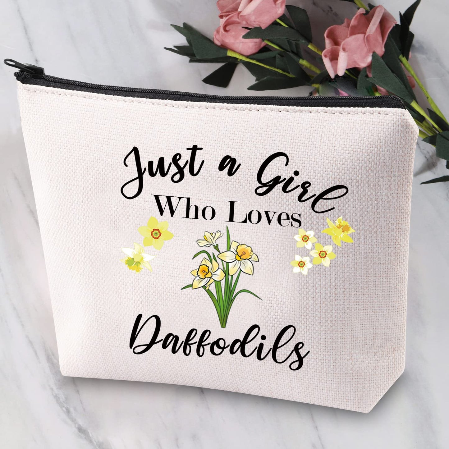 JYTAPP Daffodil Makeup Bag Daffodil Flowers Lover Gift Who Loves Daffodils Cosmetic Bag Spring Easter Garden Gift