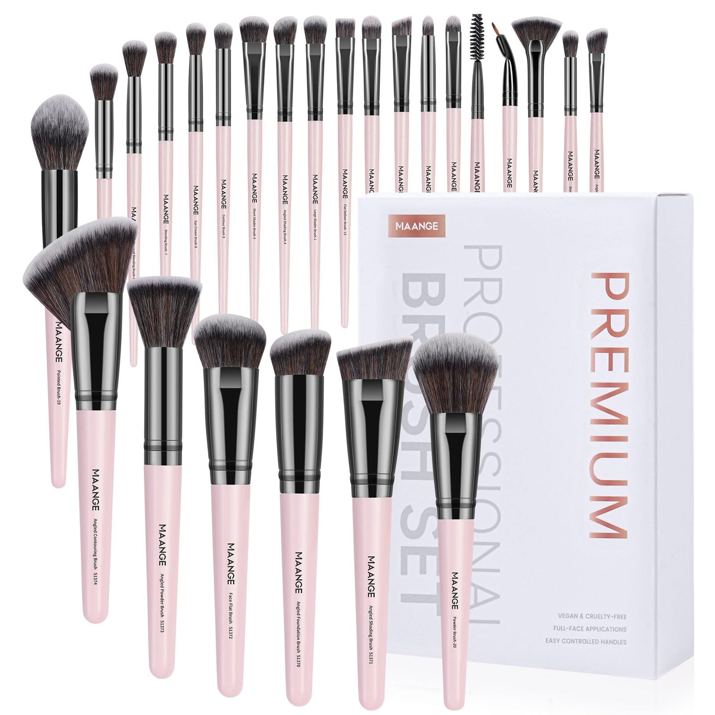 Makeup Brushes, 25pcs Makeup Brush Set Premium Synthetic Concealer Blush Foundation Eyeshadow Brush Professional Make up Brushes with Gift Box(Pink)