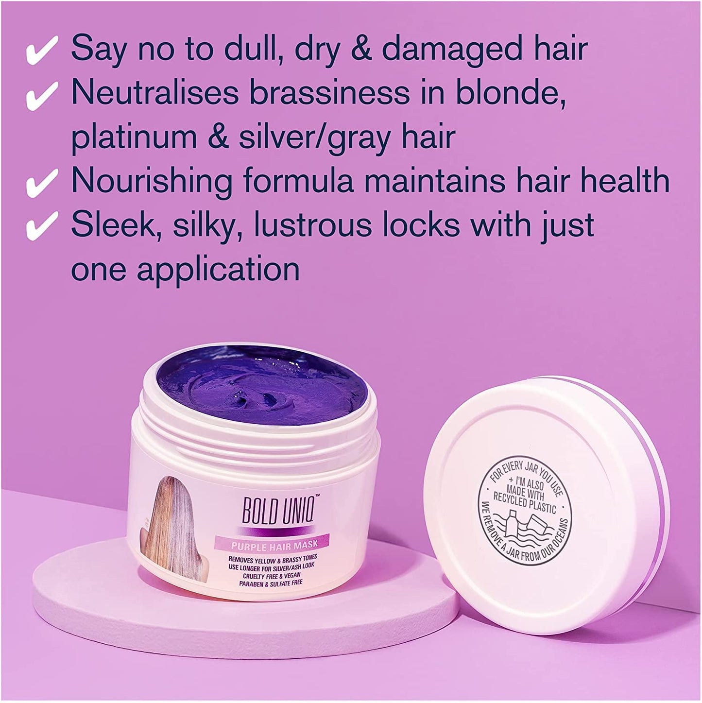 Purple Hair Mask - For Blonde, Platinum, Bleached, Silver, Gray, Ash & Brassy Hair, BoldPlex 5 Conditioner, and Coconut Hair Mask Bundle - Paraben & Sulfate free, Cruelty-free & Vegan