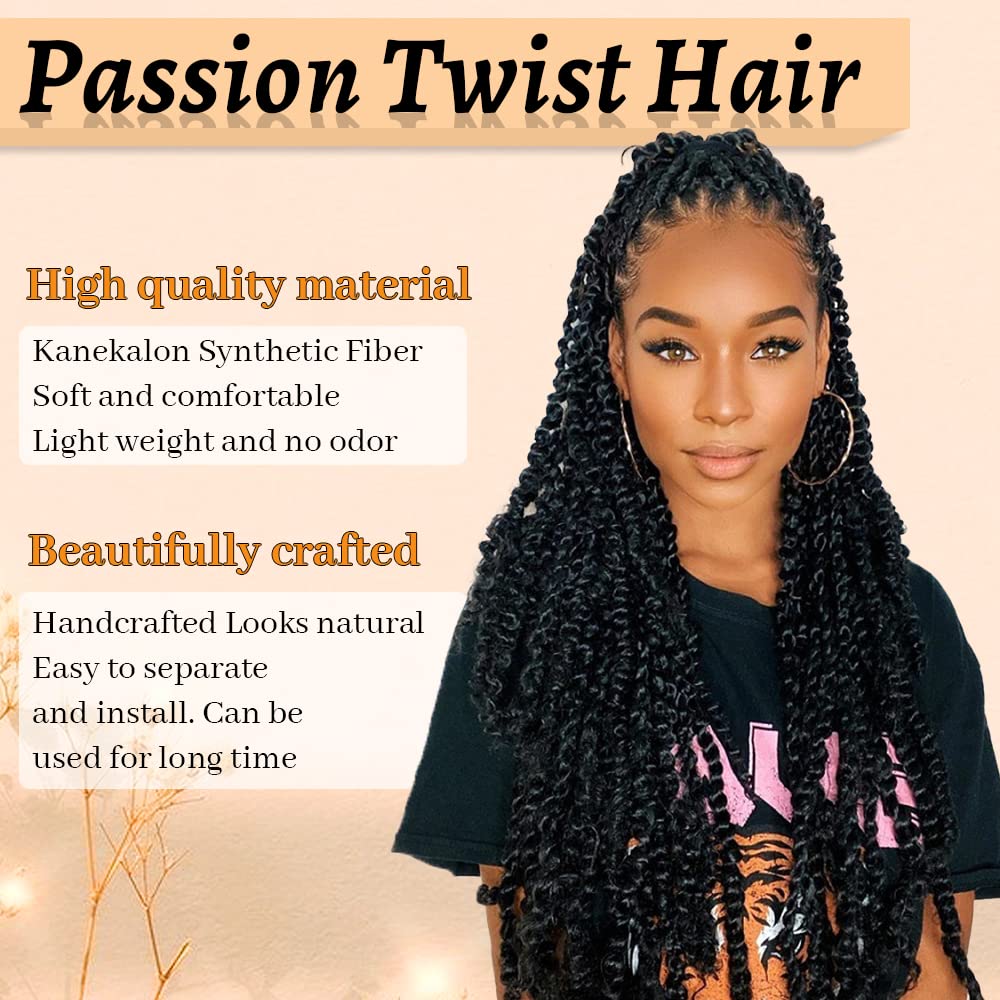 Passion Twist Hair 18 Inch Water Wave Crochet Hair 6 Packs Braiding Hair Long Crochet Braids Passion Twists Bohemian Synthetic Hair Extension (18 Inch, 27)