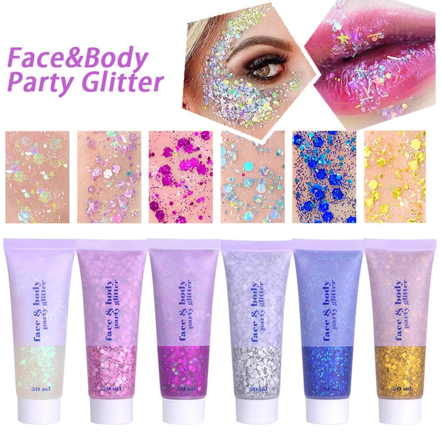 MEICOLY Blue Face Body Glitter,Patriotic Veterans Day Independence Day Sparkle 4th of July Pride Face Paint Makeup,Festival Rave Accessories Sparkling Mermaid Body Glitter Gel for Women,50ml