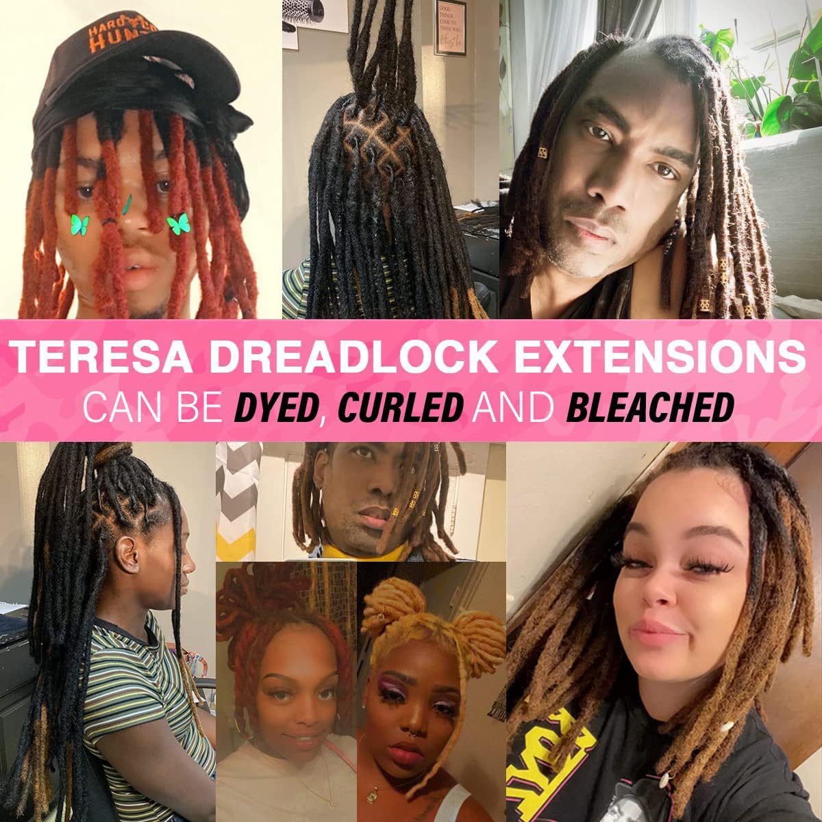 Teresa 10 Inch 0.2cm Width Loc Extension Human Hair Natural Black 30 Strands Full Hand-made Permanent Locs Extensions Can Be Dyed and Bleached for Men/Women/Kids Real Dreadlock Extensions Human Hair