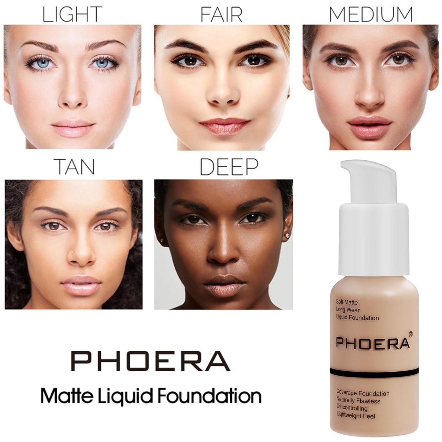 PHOERA Foundation Full Coverage,PHOERA Face Powder, Soft Focus Setting Powder, PHOERA Makeup Lightweight Wrinkles Matte Natural Finish for a Flawless Complexion (105 Sand+N.02 Cool Beige)