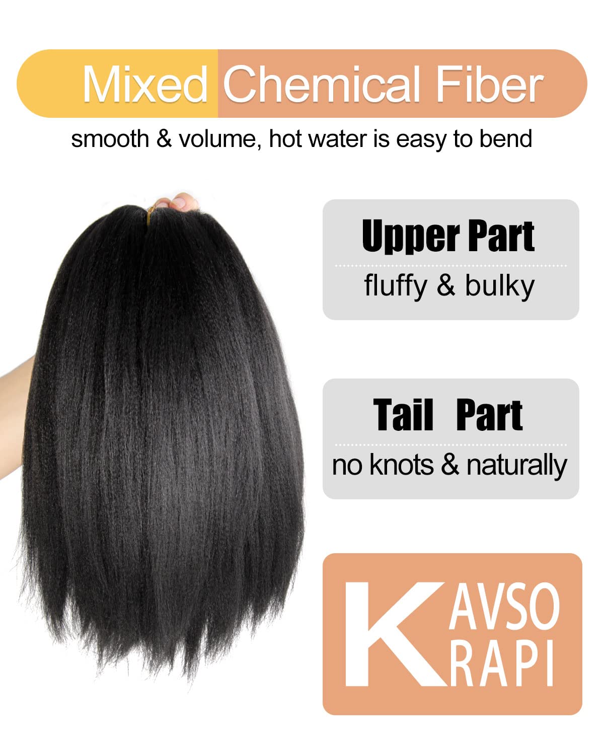 KAVSORAPI Braiding Hair 16 Inch Pre Stretched Hair Color 1 Short Straight Crochet Brais Yaki Texture Synthetic Hair 8 Packs (1#/Jet Black)