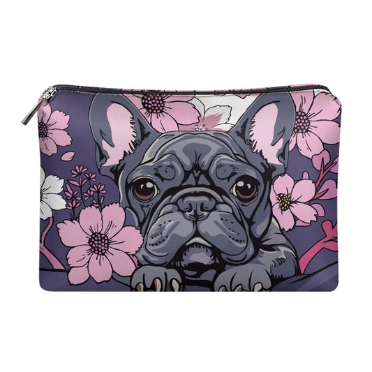 ELEDIZI Pug Makeup Bag Travel Toiletry Bag for Women Carry On Zippered Travel Makeup Brush Holder Pu Leather Cosmetic Pouch for Purse Portable Travel Size Storage Bag for Skincare Accessories