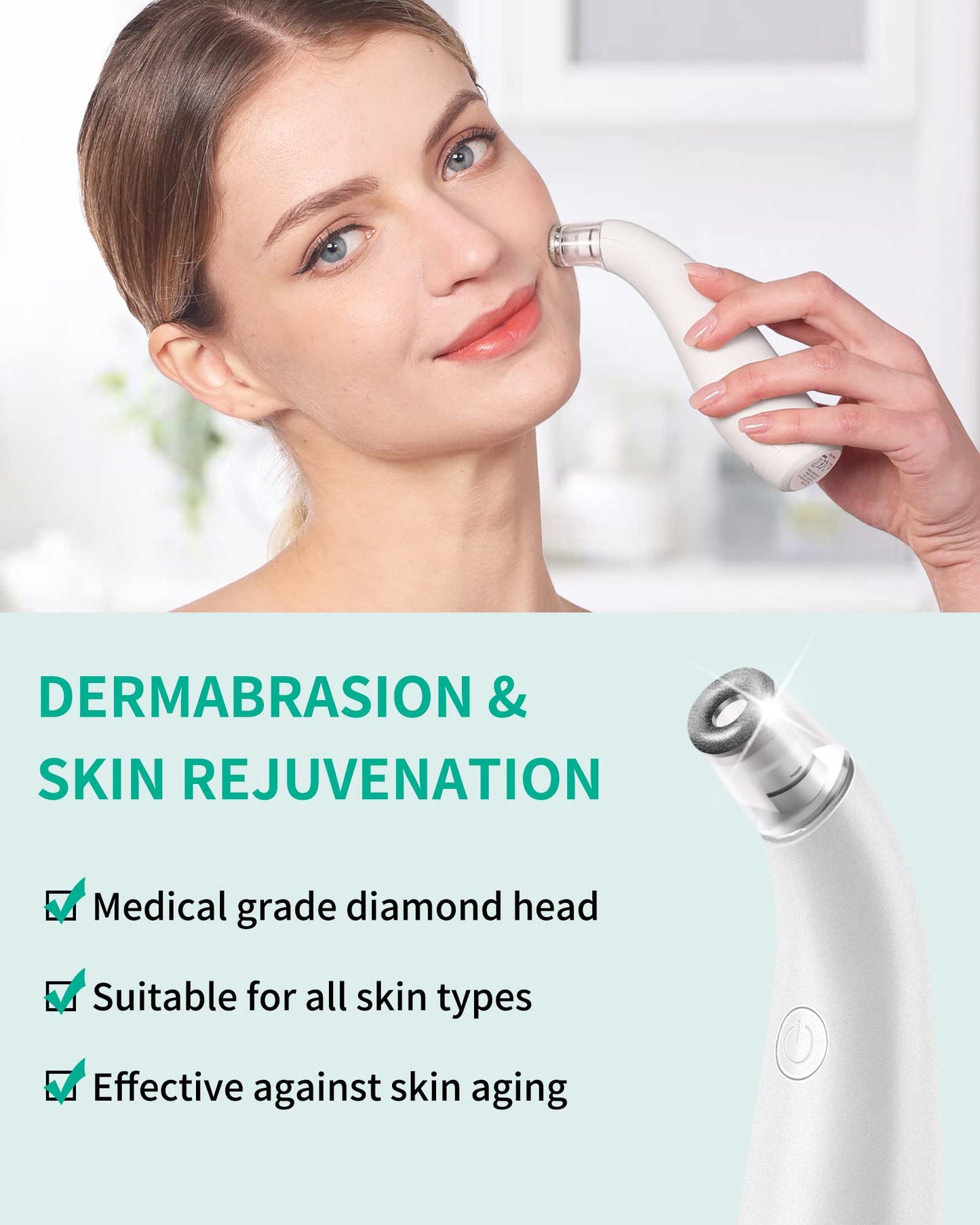 NEWDERMO 2-in-1 Microdermabrasion Machine for Facial, Diamond Microdermabrasion Device USB Rechargeable (White) with Microdermabrasion Machine Pro(Pink)