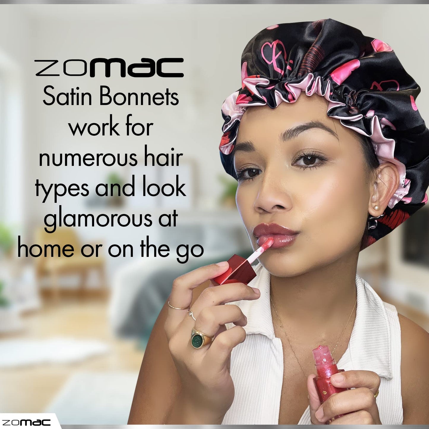 Zomac Satin Bonnet Bundled with Hawaiian Silky Miracle Worker 14 in 1 Hair Moisturizer (Leave In Conditioner) (Hearts)