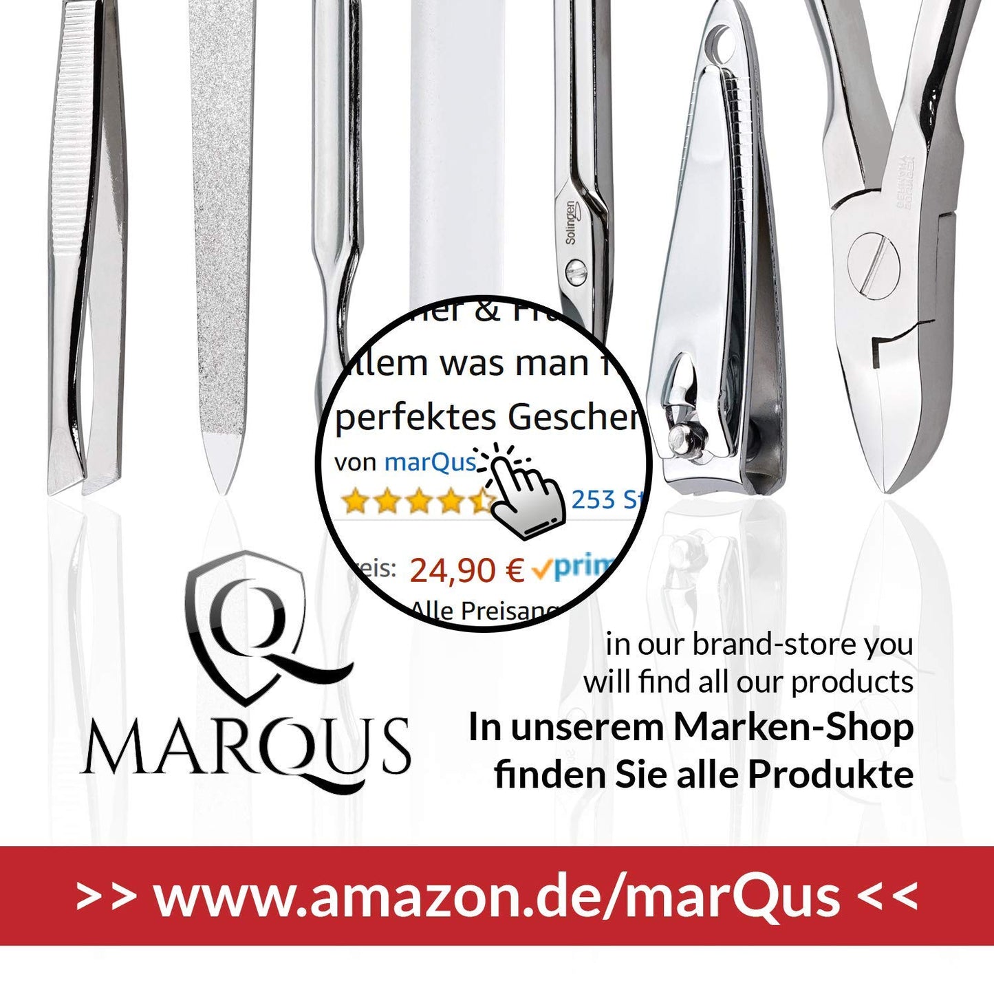 marQus Manicure Set - 3 piece set including scissors, nail file and tweezers - Perfect for him or her, at home or travel kit mint