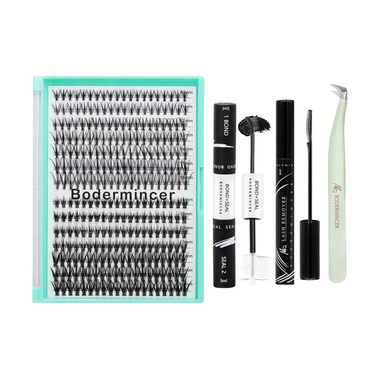 Bodermincer 10D+20D/20D+40D/40D+50D Mixed Lash Kits Cluster Eyelashes Lash Kit With Bond and Seal,Lash Remover,Lash Tweezers D Curl Individual Cluster (Lash Kit 20D+40D 10-11-12-13-14-15-16mm Mixed)