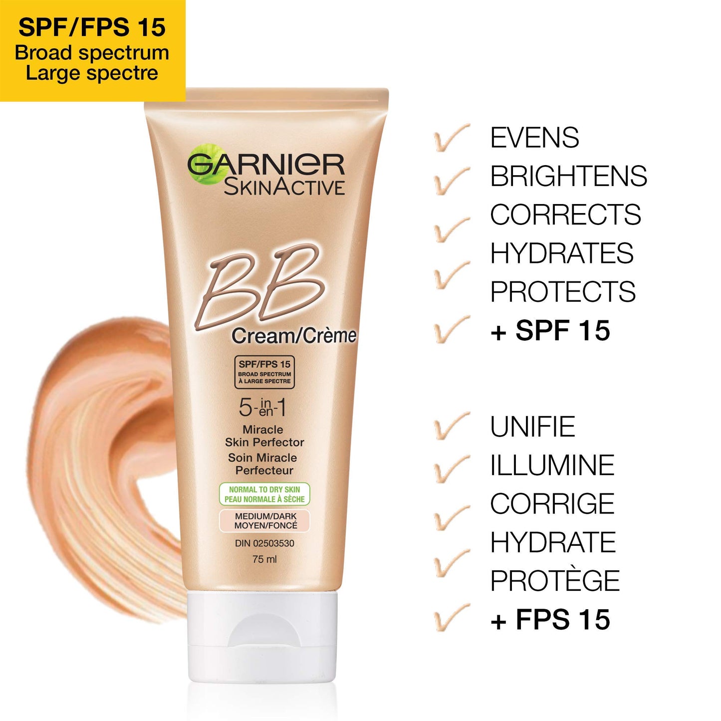 Garnier Skin Renew Miracle Skin Perfector B.B. Cream, Light and medium, 2.5 Fluid Ounce