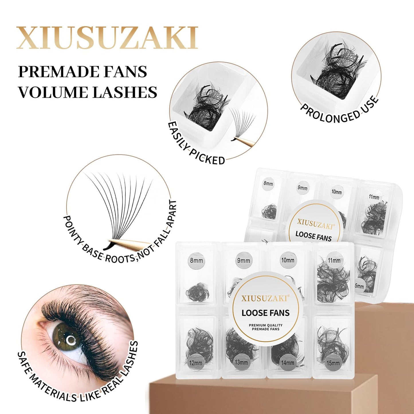 Premade Fans Eyelash Extensions 600 Fans 14D Volume Lash Extensions 0.03 Thickness Eyelash Extension D Curl Premade Lash Fans Mix 8-15mm Fluffy Soft Handmade Loose Fan(600Fans-14D-0.03-D,8-15mm)