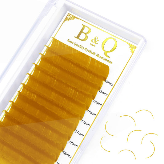 Colored Eyelash Extensions Yellow Color Individual Lash Extensions 0.15 D Curl Colorful Classic Lash Extensions (Orange-D-0.15,15-20MIX)