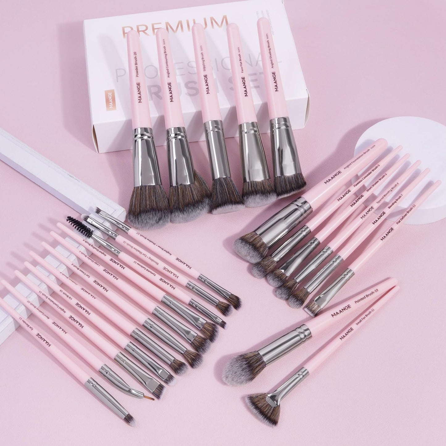 Makeup Brushes, 25pcs Makeup Brush Set Premium Synthetic Concealer Blush Foundation Eyeshadow Brush Professional Make up Brushes with Gift Box(Pink)