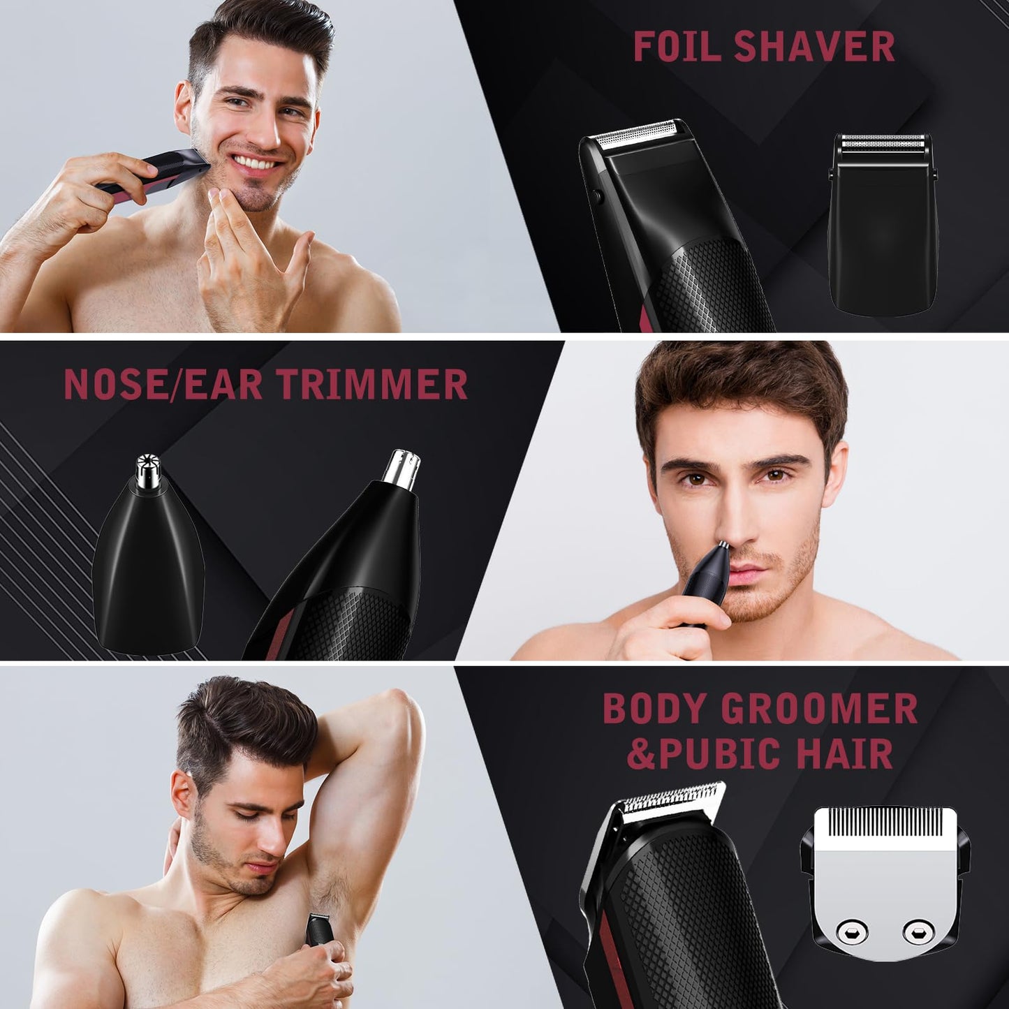 FADEKING® Professional Hair Clippers for Men + All in One Beard Trimmer for Men IPX7 Waterproof, Cordless Clippers and Trimmers Set