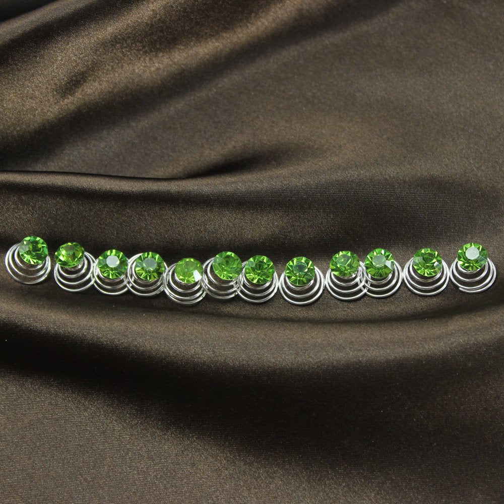 Newstarfactory Gorgeous Rhinestones Hair Spirals Clips Pack of One Dozen (Green)