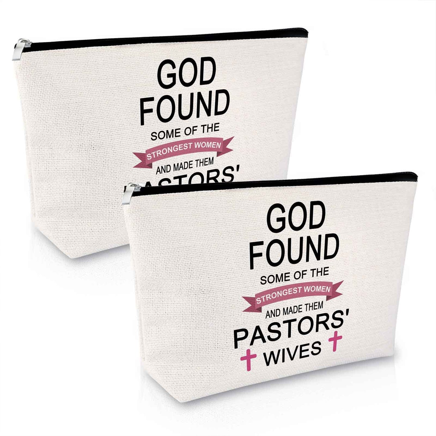 2Pcs Pastor's Wife Appreciation Gift Makeup Bag Minister's Wife Thank You Gift Religious Gift for Pastor's Wife Cosmetic Bag Birthday Gift for Pastor's Wife Christmas Gift Travel Cosmetic Pouch