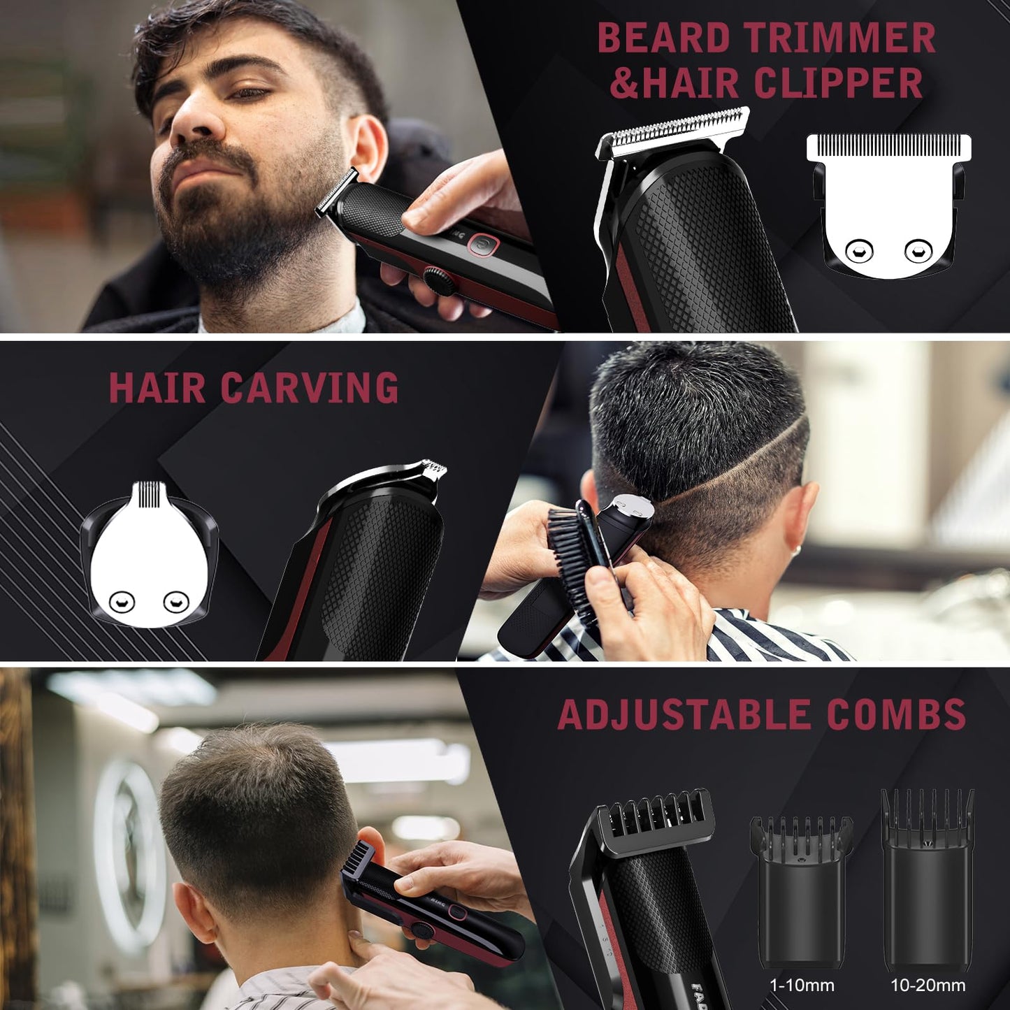 FADEKING® Professional Hair Clippers for Men + All in One Beard Trimmer for Men IPX7 Waterproof, Cordless Clippers and Trimmers Set