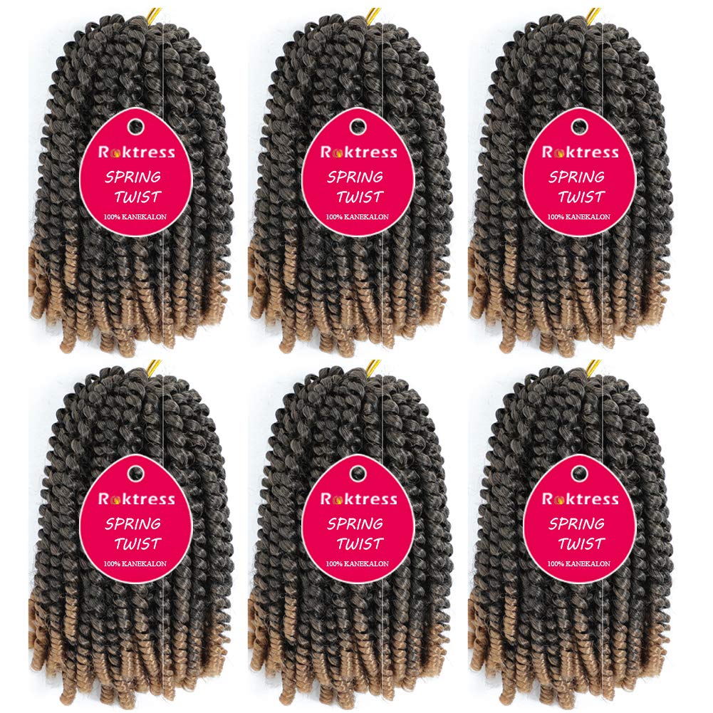 Spring Twist Hair 8 Inch Spring Twist Crochet Hair 6 Packs Spring Twist Braiding Hair For Butterfly Locs Soft Locs Low Temperature Synthetic Fiber Fluffy Hair Extensions (8 Inch,T27)