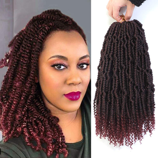 Bomb Twist Crochet Hair 14 Inch Spring Twist Hair Passion Twist Hair 6 Packs Spring Twist Pre-looped Mini Twist Fluffy Twist Braiding Synthetic Hair Extension (T1B/99J)