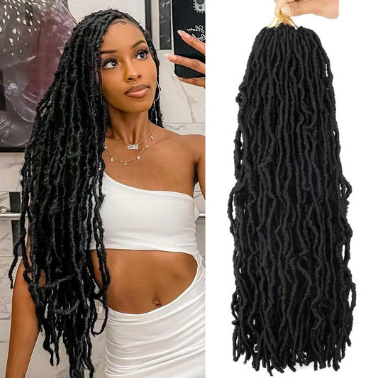 24 Inch Faux Locs Crochet Hair Pre Looped 6 Packs Soft Locs Crochet Braids Goddess Locs Dreadlocs Synthetic Hair For Black Women (24 Inch (Pack of 6), 1#)