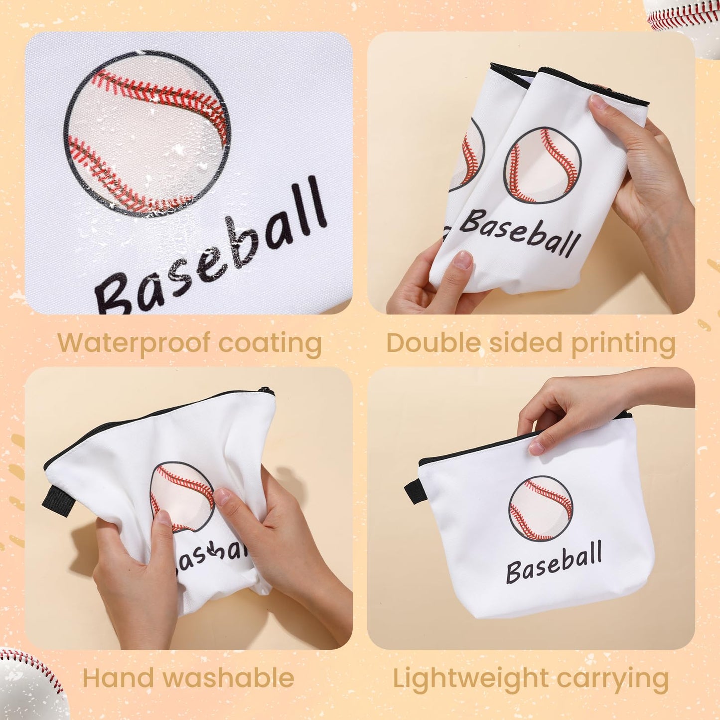 Baseball Makeup Bag for Teens, Inspirational Canvas Baseball Cosmetic Bag Pouch Accessories for Players Teams Stuff, Sport Party Favors Birthday Graduation Nurse Gifts for Her Girls Friends Women