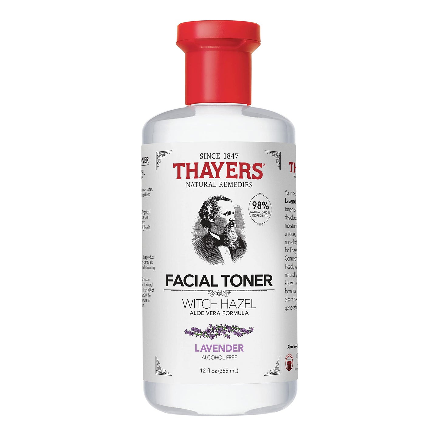 THAYERS Alcohol-Free, Hydrating Lavender Witch Hazel Facial Toner with Aloe Vera Formula, Vegan, Dermatologist Tested and Recommended, 12 Oz