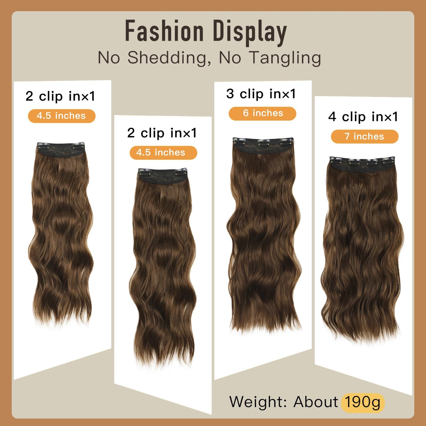 Balyeoseol Clip in Hair Extensions Brown 4Pcs 20Inch Synthetic Wire Hair Extensions Long Wavy Curly Fully Invisible Hairpieces Soft Graduation Gift for Pairing with Summer Dresses for Women 2024