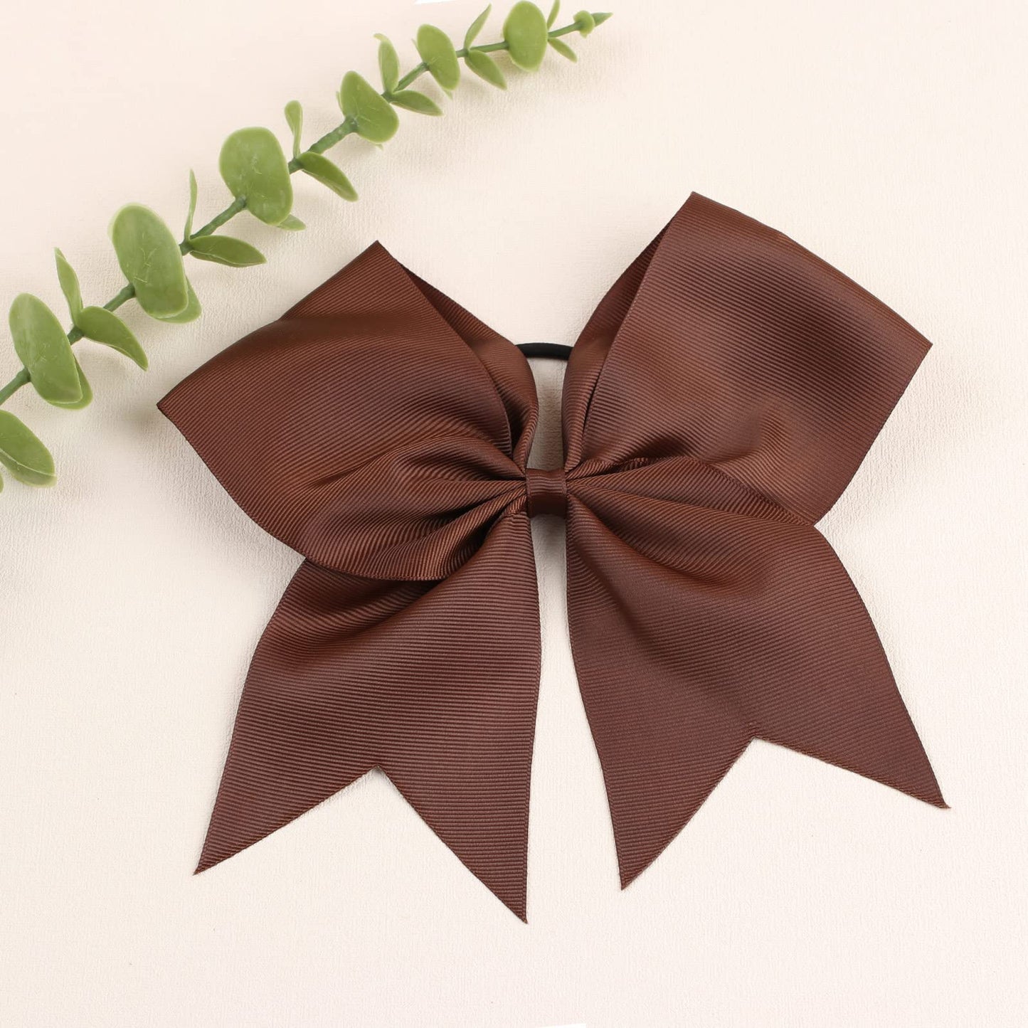 Oaoleer 21PCS 8" Large Cheer Bows Coffee Bows Jumbo Cheerleader Bow with Ponytail Holder Elastic Band Handmade for Cheerleading Teen Girls College Sports