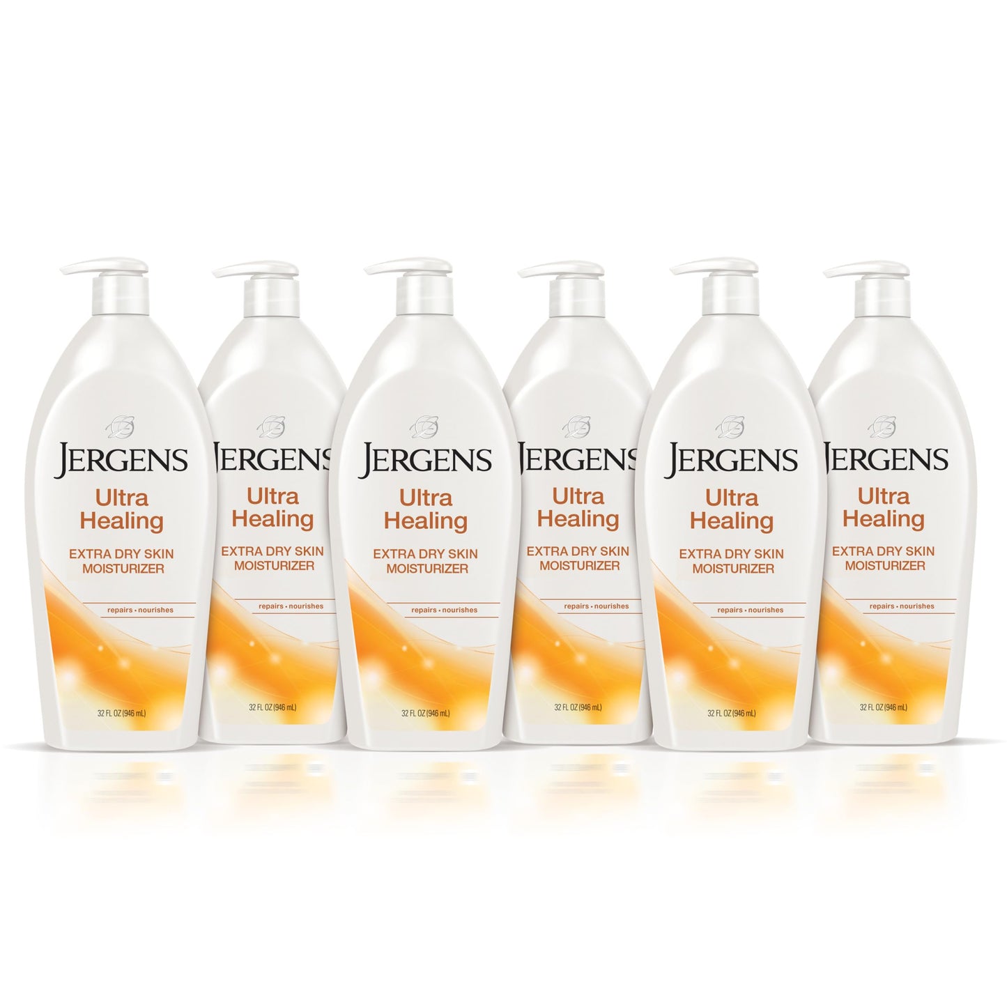 Jergens Ultra Healing Dry Skin Moisturizer, Body and Hand Lotion for Dry Skin, for Quick Absorption into Extra Dry Skin, with HYDRALUCENCE blend, Vitamins C, E, and B5, 32 Ounce (Pack of 6)