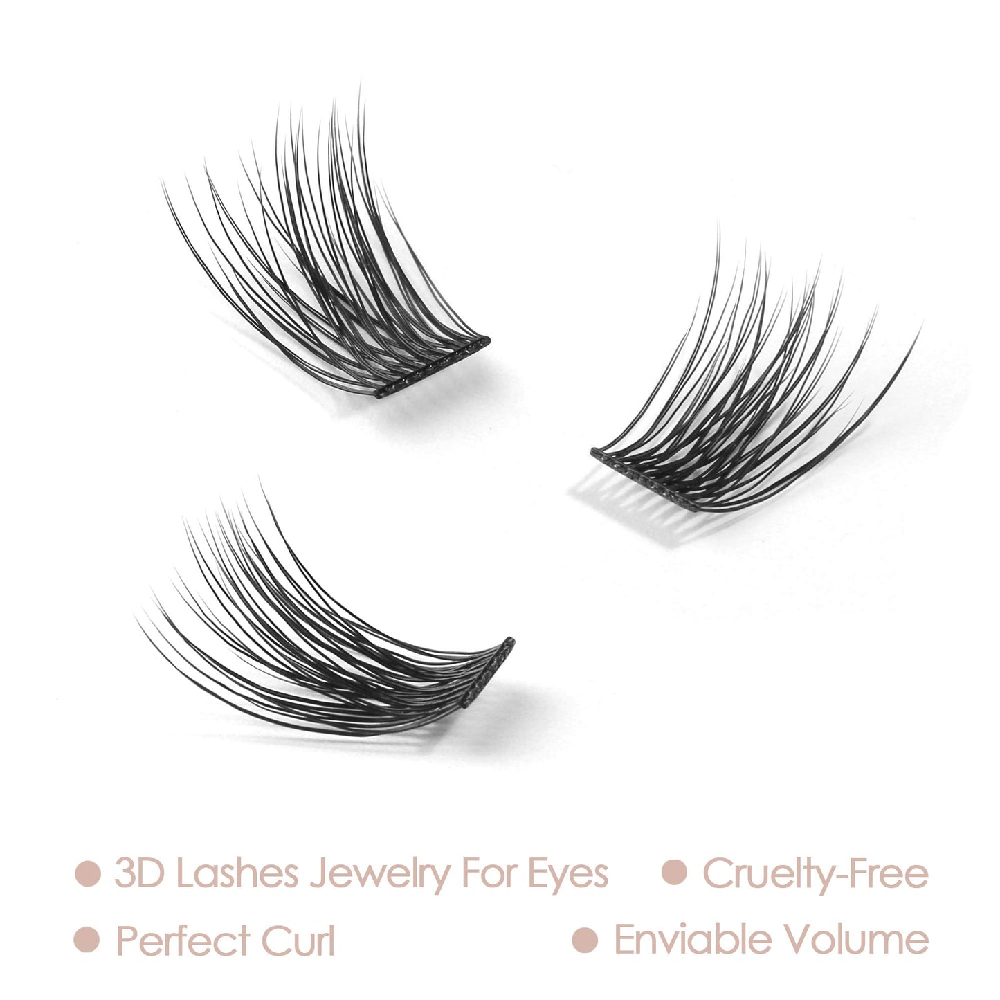 DIY Eyelash Extension, 3D Effect Glue Bonded Band Individual Lash 12 Clusters Volume Lashes Set, Home Eyelash Extension, C curl Lashes Pack(12MM)