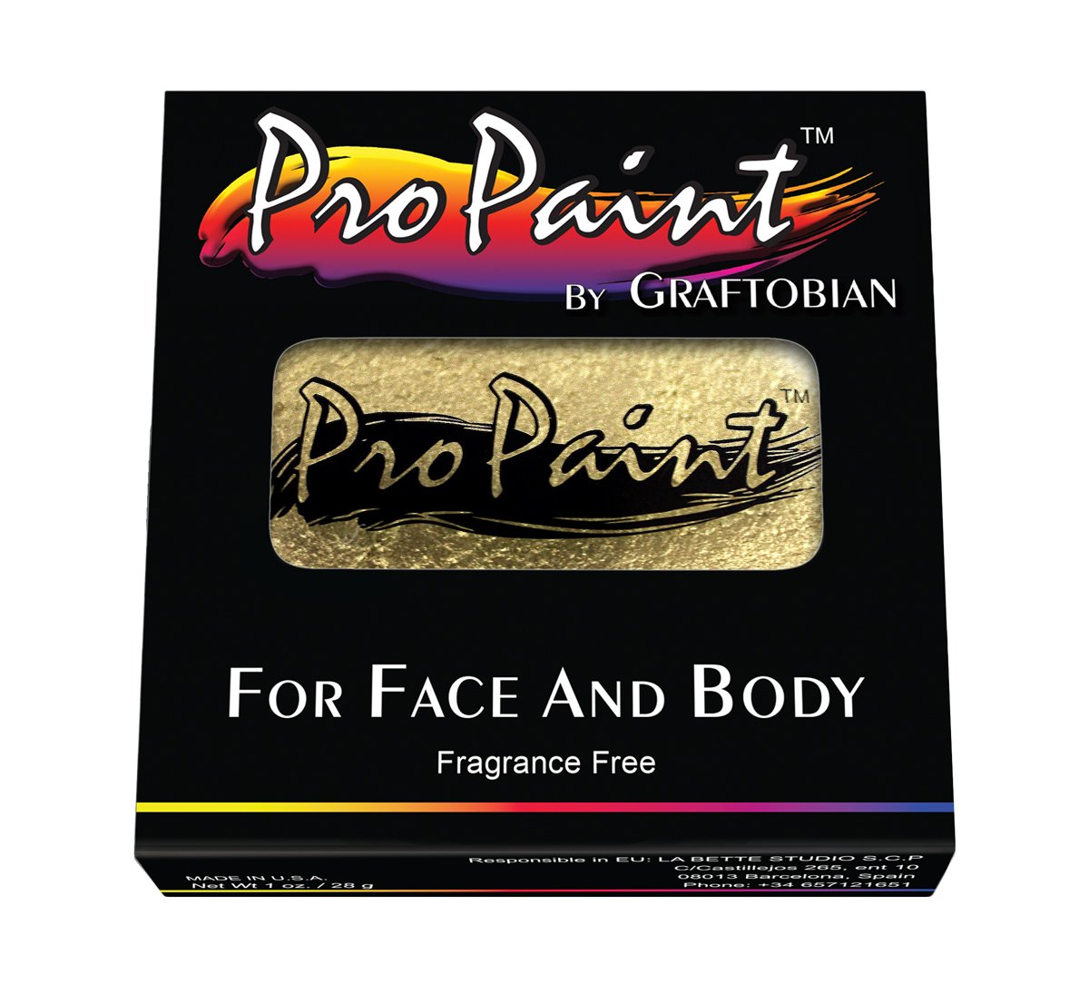 Graftobian Makeup ProPaint Face & Body Paint - Gilded Gold 30ml - Halloween Makeup - Costume Makeup for Adults - Body Paints for Adults - Face Paint Makeup - Skin Paint - Makeup Paint