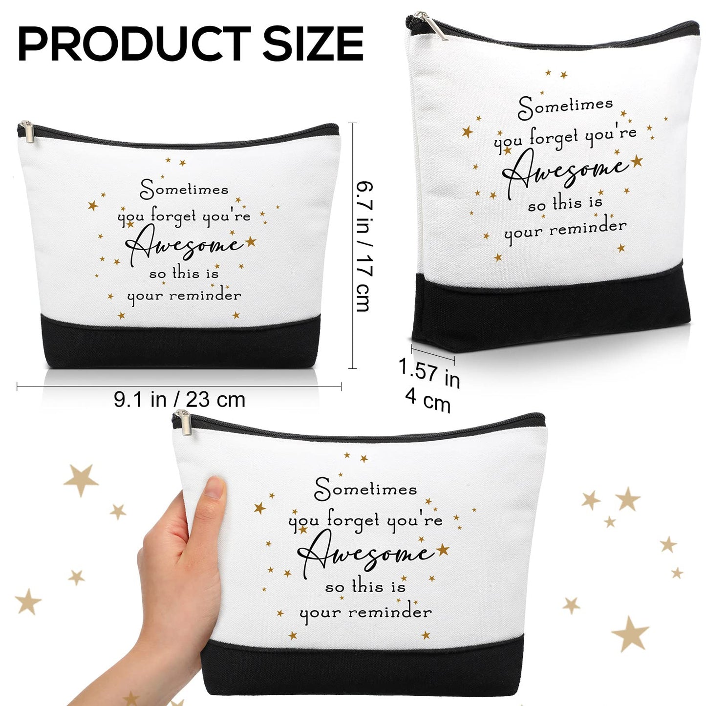 Roowest 24 Pcs Teacher Appreciation Gift Thank You Makeup Bags Inspirational Gift Sometimes You Forget You're Awesome Sign Cosmetic Bags for Teacher Coworkers Women Nurse Secretary(Rainbow)