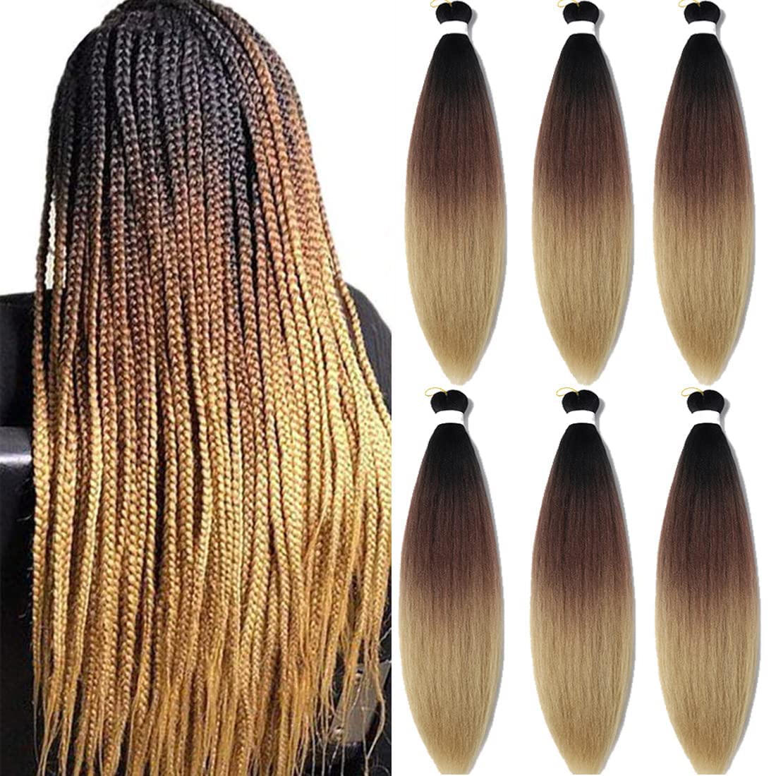 Pre stretched Braiding Hair 30 Inch 6 Packs Professional Braids Hair Extensions High Temperature Synthetic Fiber Braid Hair Crochet Twist Soft Yaki Texture Hot Water Setting(30inch,C14)