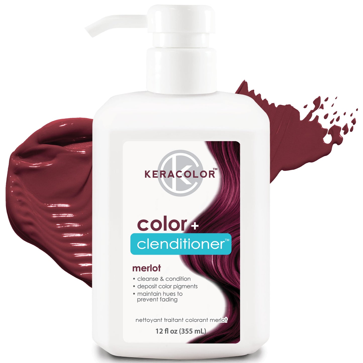 Keracolor Clenditioner MERLOT Hair Dye - Semi Permanent Hair Color Depositing Conditioner, Cruelty-free, 12 Fl. Oz.