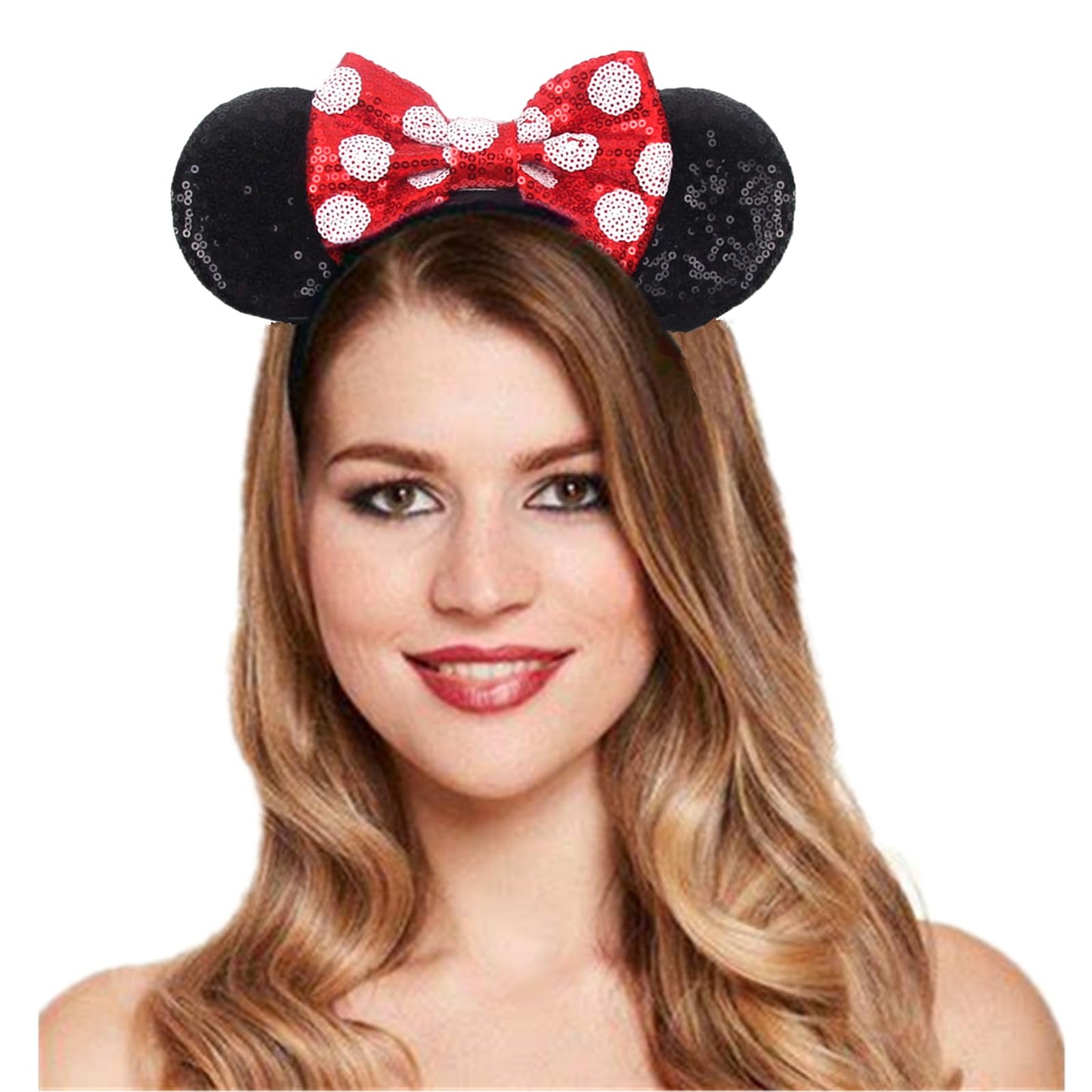 JOYFISCO Mouse Ears Headbands Shiny Bow Mouse Ears Headband Glitter Party Princess Decoration Cosplay Costume for Women Girls