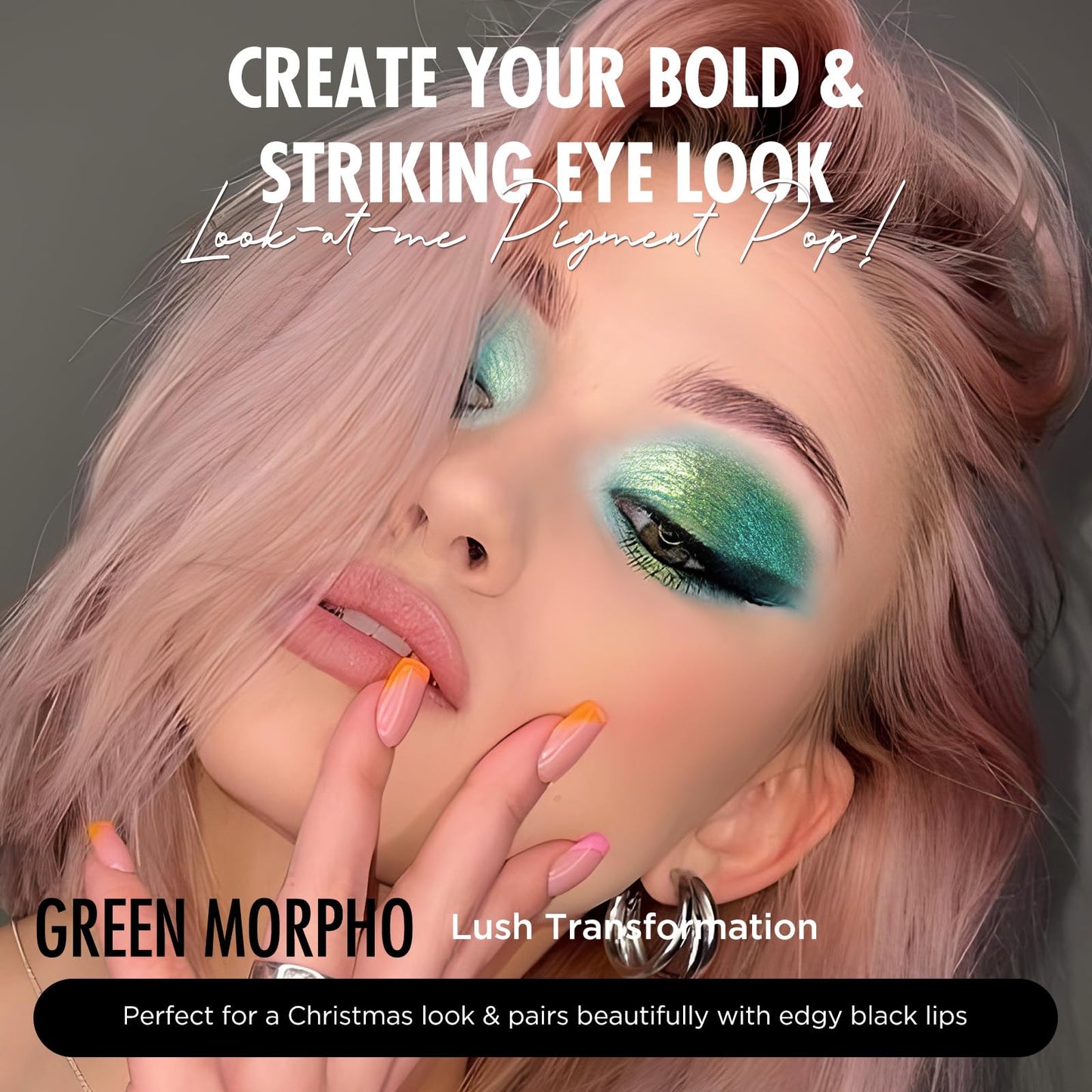 BEPHOLAN Duochrome Glitter Green Eyeshadow Palette,High Pigment,Longwear,Intense Color Gothic Makeup